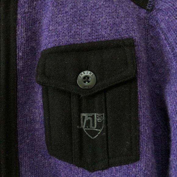 JACK AND JONES purple zip front Andy Cardigan with black accents, size 180/100A. - Picture 4 of 12